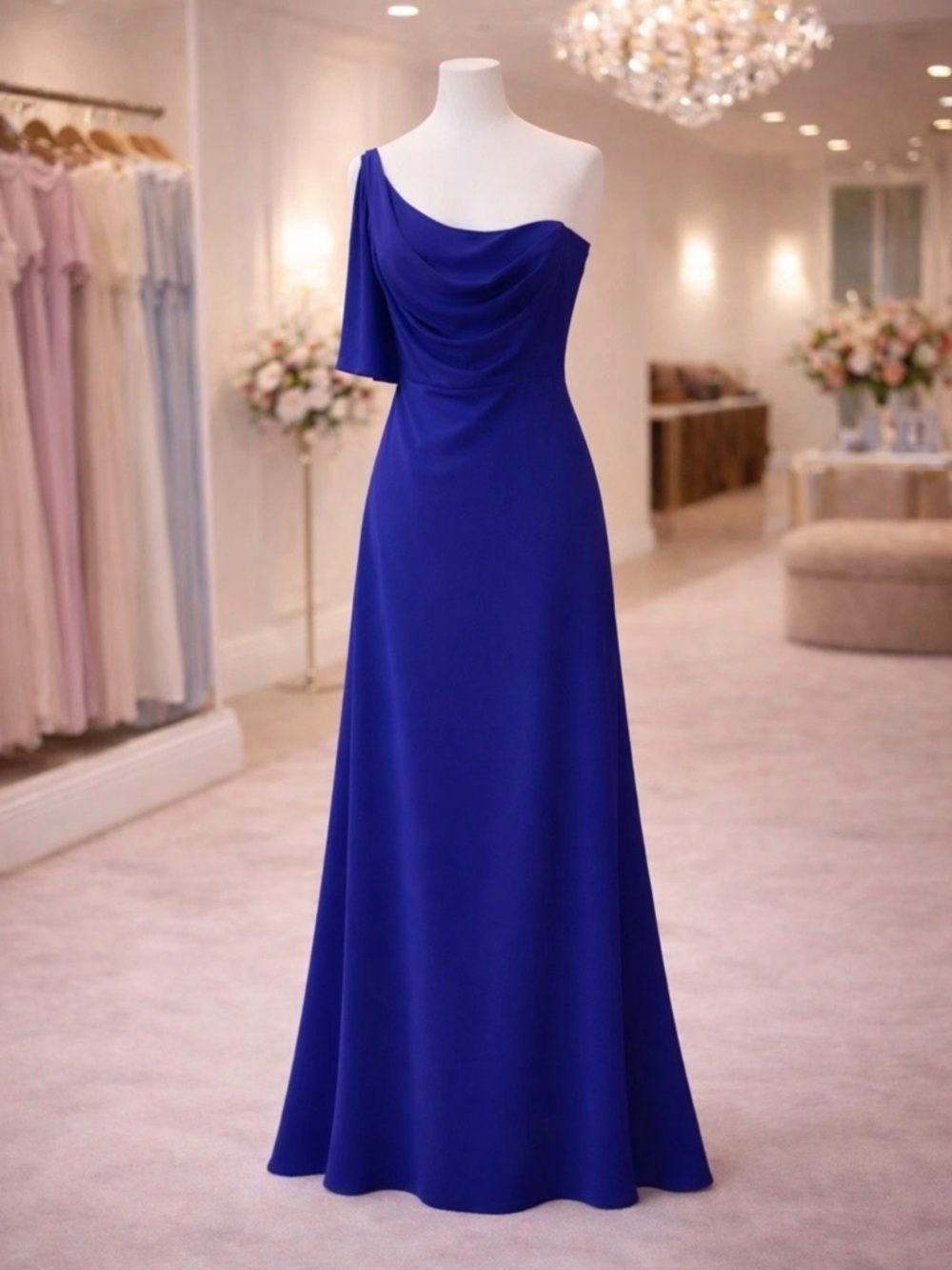 Mac Duggal 49708 Royal Blue One Shoulder Formal Gown 14W NWT